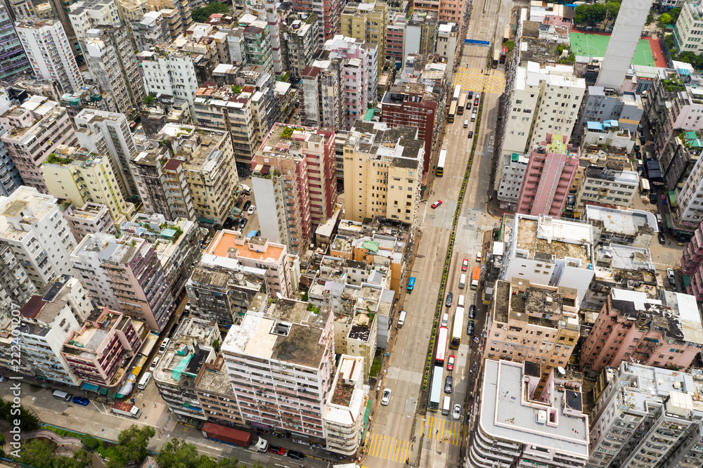 Aerial of Hong Kong downtown