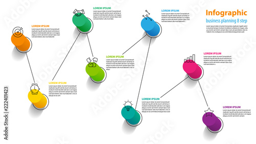 infographic element design 6 step, infochart planning
