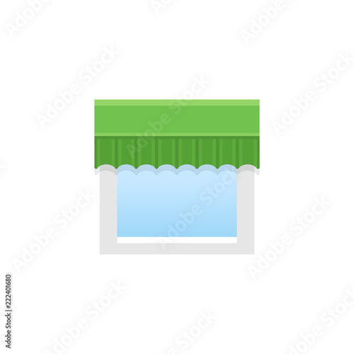 Green straight pelmet. Vector illustration. Flat icon of valance. Front view.