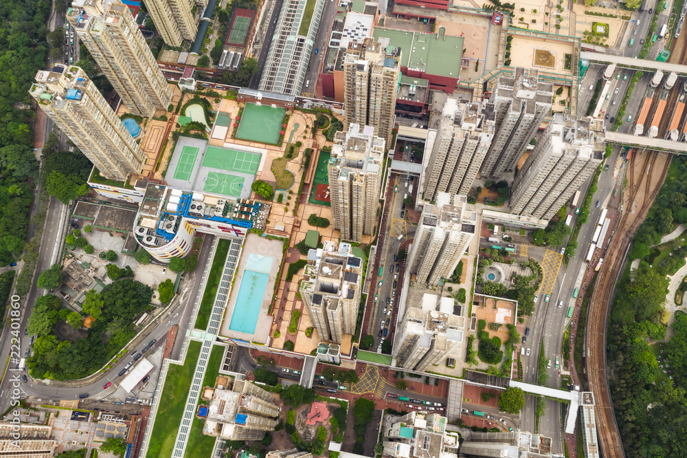 Fototapeta premium Top down of Hong Kong city