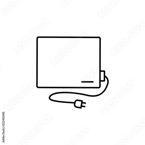 Vector illustration of ceramic panel heater. Electric wall mounted heater with wave printed picture. Isolated on white background.