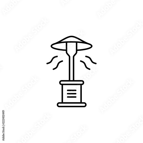 Vector illustration of outdoor gas heater. Line icon. Isolated on white background.