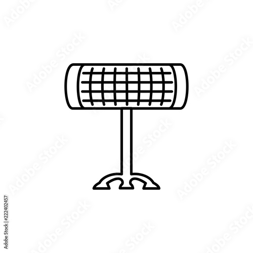 Vector illustration of portable infrared heater. Line icon. Isolated on white background.