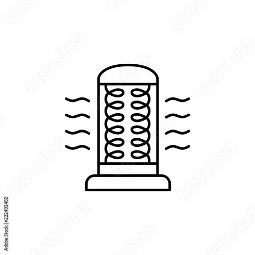 Vector illustration of carbon heater. Line icon of modern infrared heater. Heating equipment for home and office.