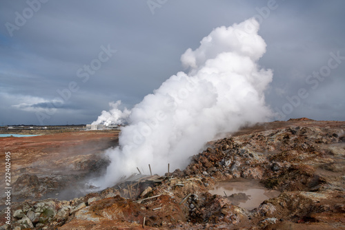 Steaming geothermal hot water, Hveragerdi, Iceland