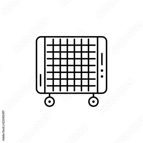 Vector illustration of portable micathermic heater. Line icon. Isolated on white background.