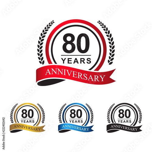 80th anniversary years circle ribbon