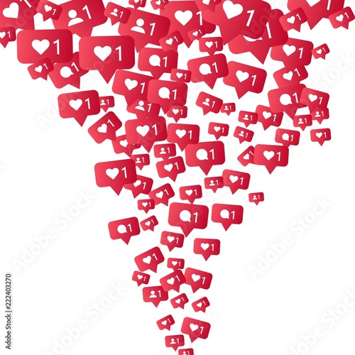 Social media background, streaming, likes, follows, comments, vector