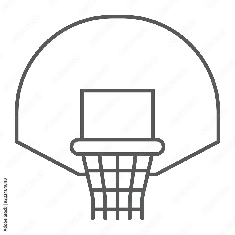 Basketball hoop thin line icon, game and sport, basket sign, vector  graphics, a linear pattern on a white background, eps 10. Stock Vector |  Adobe Stock