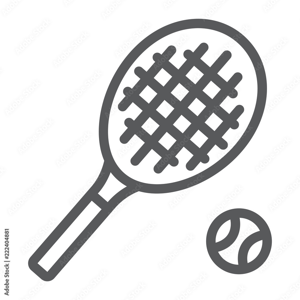 Tennis line icon, game and sport, racket sign, vector graphics, a linear pattern on a white background, eps 10. Tennis line icon, game and sport, racket sign, vector graphics, a linear pattern on a white background, eps 10.