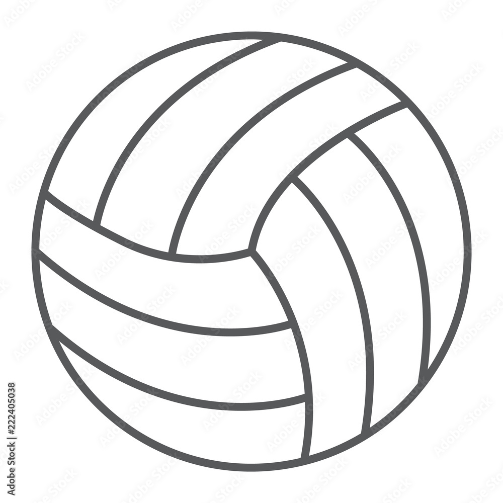 Volleyball thin line icon, game and sport, ball sign, vector graphics, a linear pattern on a white background, eps 10.