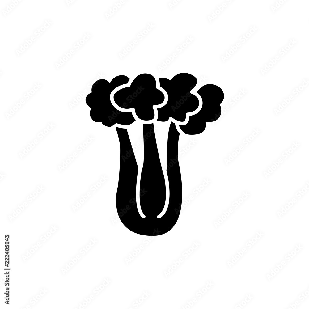 Black & white vector illustration of celery stalks with leaves. Flat icon of fresh organic celery bunch with stems & leaves. Vegan & vegetarian food. Isolated on white background. Black & white vector illustration of celery stalks with leaves. Flat icon of fresh organic celery bunch with stems & leaves. Vegan & vegetarian food. Isolated on white background.