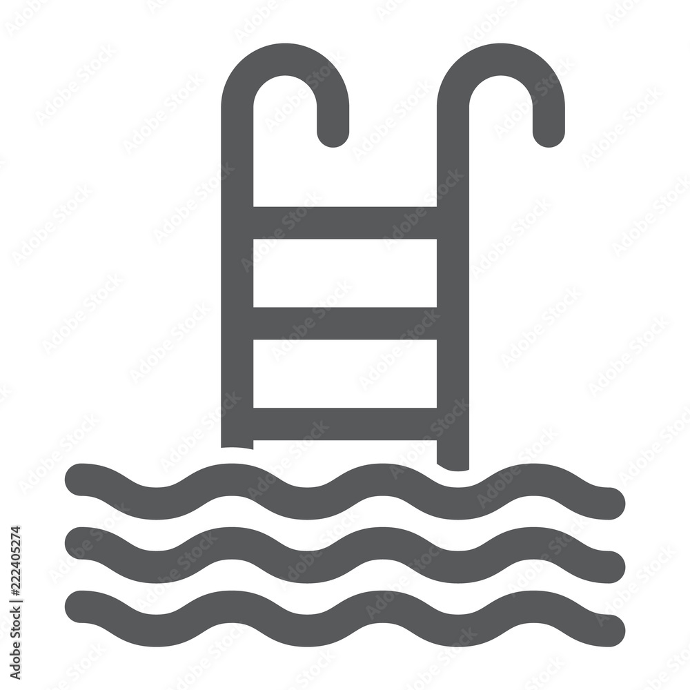 Swimming pool glyph icon, water and sport, ladder sign, vector graphics, a solid pattern on a white background, eps 10. Swimming pool glyph icon, water and sport, ladder sign, vector graphics, a solid pattern on a white background, eps 10.