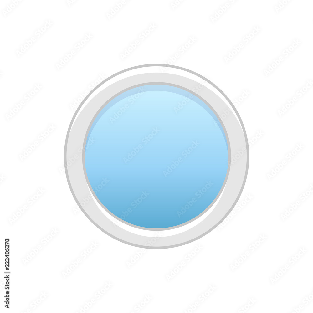 Vector illustration of round attic vinyl window. Flat icon of traditional aluminum circular window for mansard & garret. Isolated on white background. Vector illustration of round attic vinyl window. Flat icon of traditional aluminum circular window for mansard & garret. Isolated on white background.