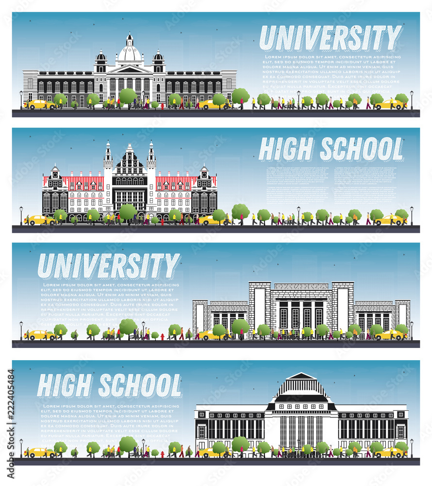 Set of University Campus Study Banners.