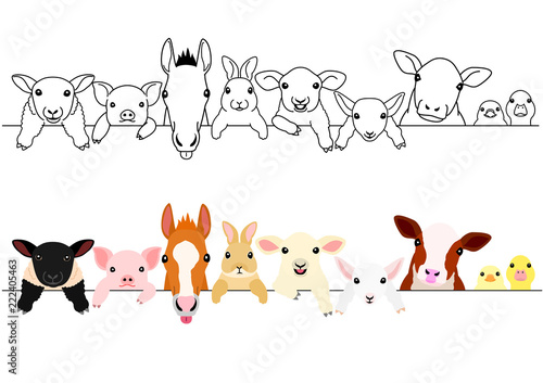 cute farm animal babies border set