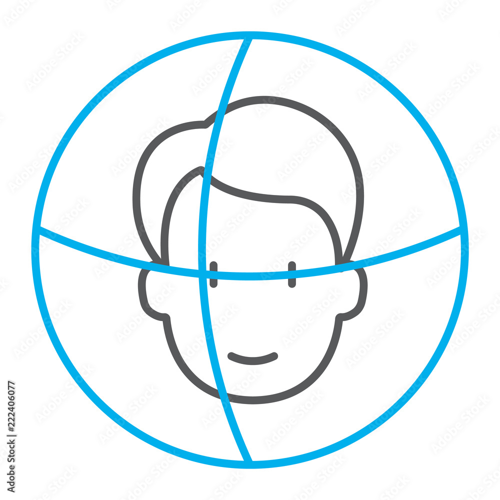Face ID thin line icon, face recognition and face identification, face scanning sign, vector graphics, a linear pattern on a white background, eps 10. Face ID thin line icon, face recognition and face identification, face scanning sign, vector graphics, a linear pattern on a white background, eps 10.