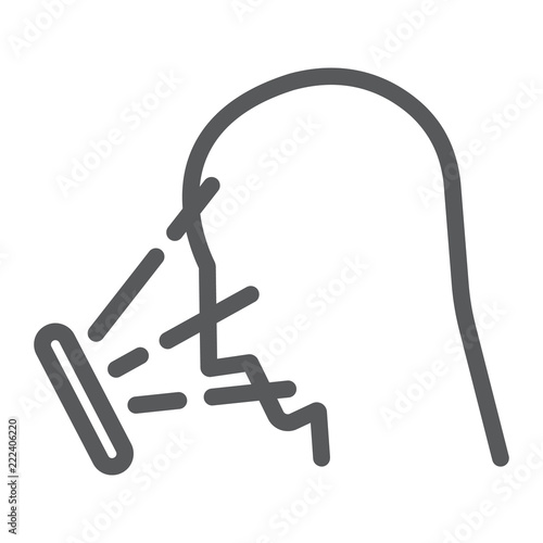 Face ID line icon, face recognition and face identification, face scanning sign, vector graphics, a linear pattern on a white background, eps 10.
