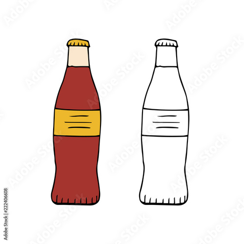 Bottle of soda drink.hand drawn vector illustration.doodles  cartoon style