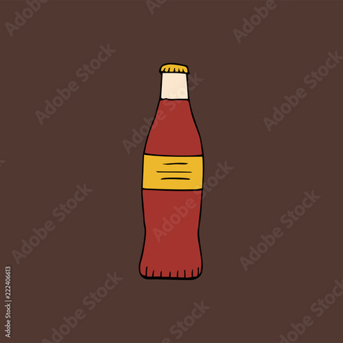 Bottle of soda drink.hand drawn vector illustration.doodles  cartoon style