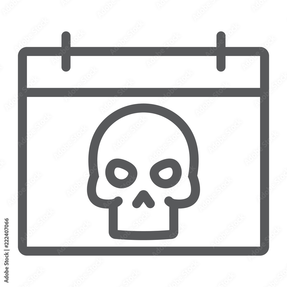 Halloween calendar line icon, autumn and holiday, date sign, vector graphics, a linear pattern on a white background, Halloween calendar line icon, autumn and holiday, date sign, vector graphics, a linear pattern on a white background,