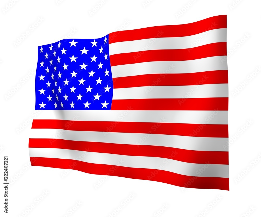 Waving flag of the United States of America. Stars and Stripes. State symbol of the USA. 3D illustration Waving flag of the United States of America. Stars and Stripes. State symbol of the USA. 3D illustration