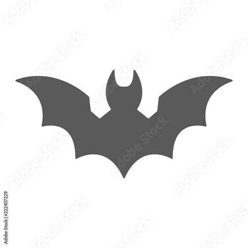 Bat glyph icon, animal and halloween, dracula sign, vector graphics, a solid pattern on a white background,