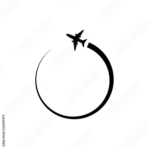 Plane circle maneuver logo icon design template vector