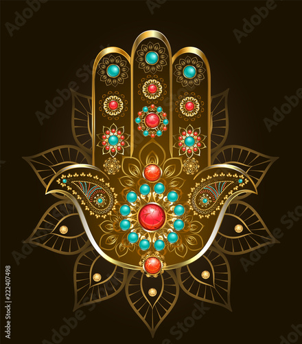 Hand Hamsa with turquoise