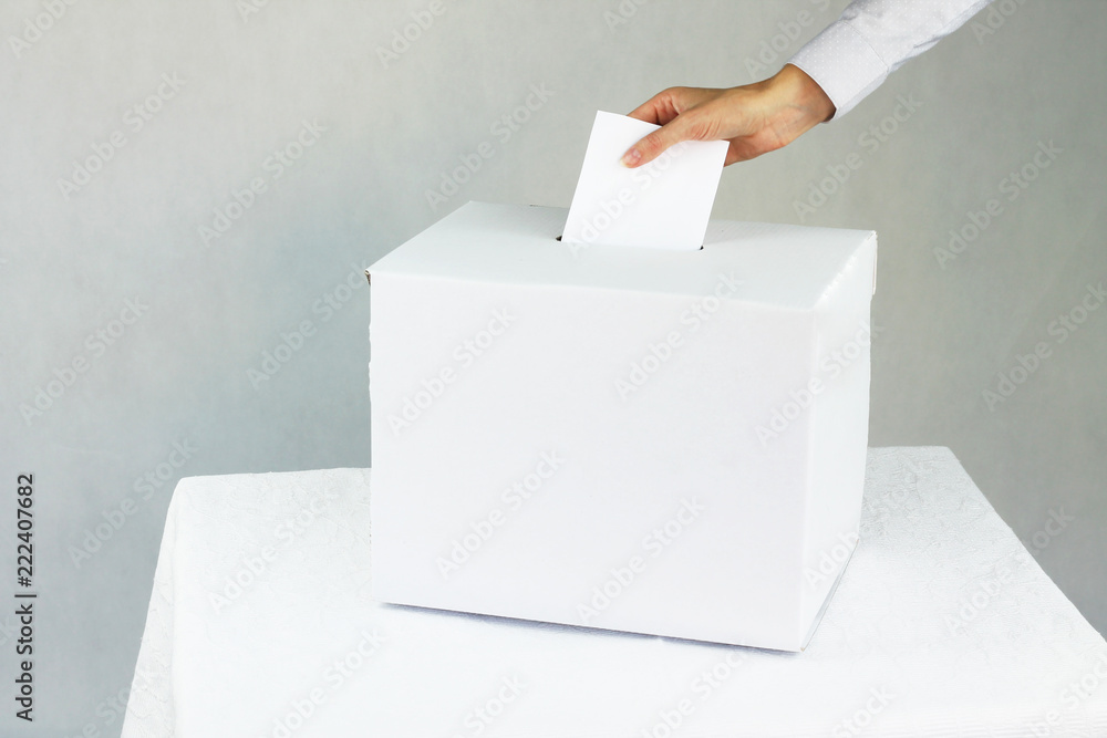 Wybory. Kobieta głosująca w wyborach - obrazy, fototapety, plakaty 