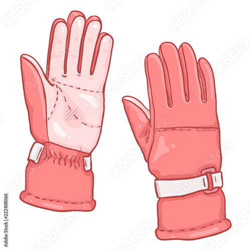 Vector Cartoon Color illustration - Pink Gloves for Extremal Winter Sports