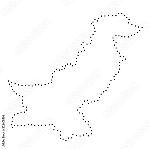Pakistan abstract schematic map from the black dots along the perimeter. Vector illustration.