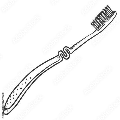 Vector Cartoon Illustration - White Tube of Toothpaste with Toothbrush