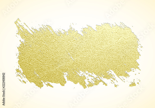 Vector gold paint stroke. Abstract gold glittering textured art illustration.