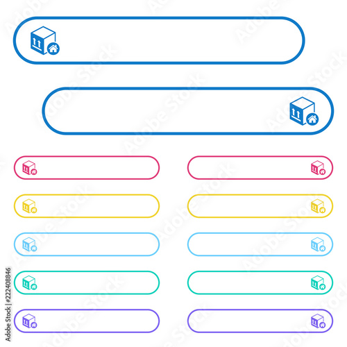 Package warehouse icons in rounded color menu buttons