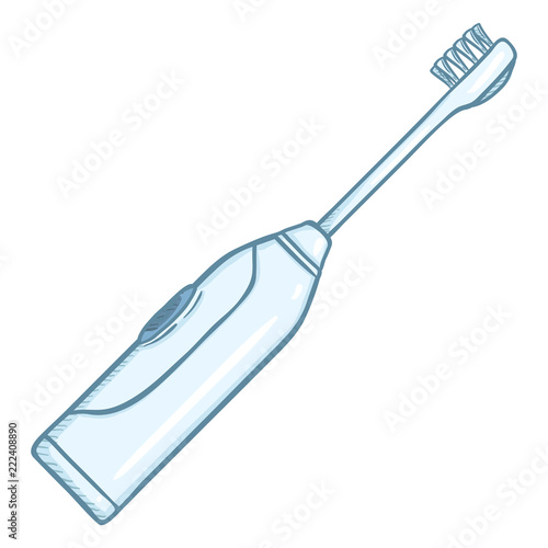 Vector Cartoon Illustration - White Tube of Toothpaste with Toothbrush