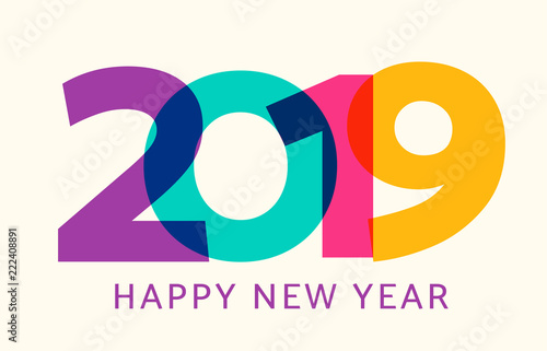 2019 happy new year vector. Geometric calendar design.