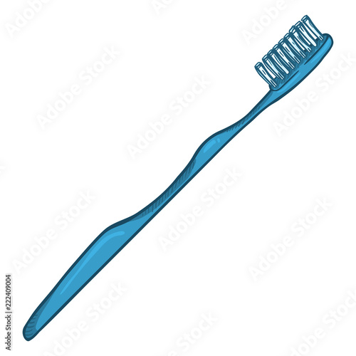 Vector Cartoon Illustration - White Tube of Toothpaste with Toothbrush