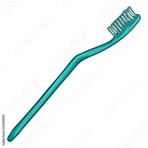 Vector Cartoon Illustration - White Tube of Toothpaste with Toothbrush