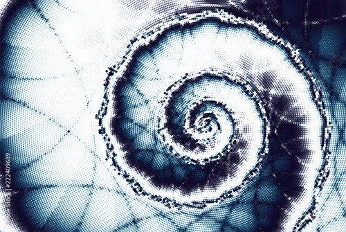 Vector background halftone spiral seashell
