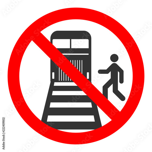 Beware of trains sign. Do not cross the railway lines. Vector.
