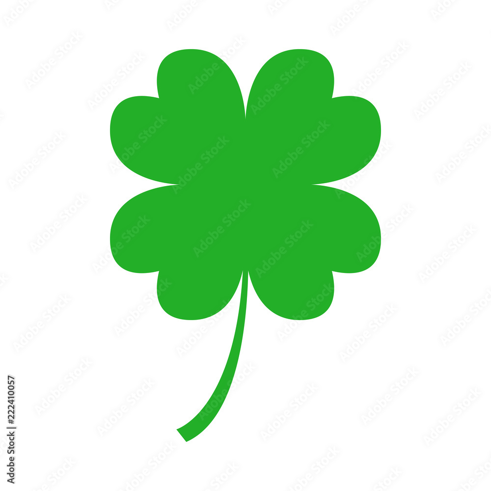 Green four leaf clover on white background. Vector. Green four leaf clover on white background. Vector.