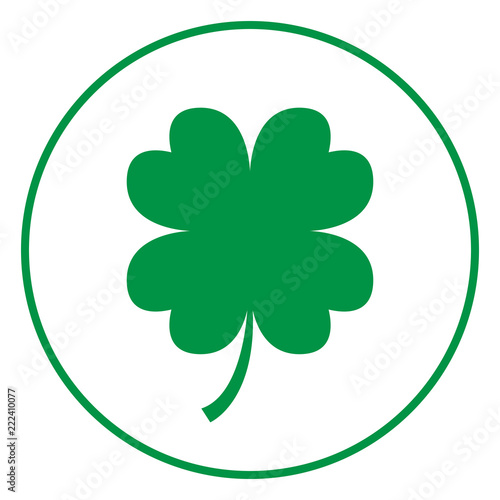 Green four-leaf clover icon. Luck symbol. Vector.