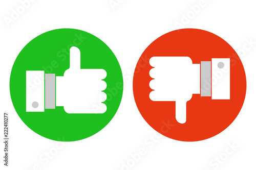 LIKE and DISLIKE buttons. Thumbs up and thumb down icon. Vector.
