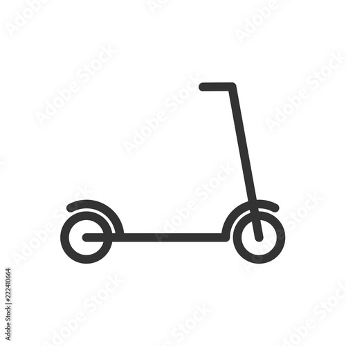 Kick scooter sign, logo for mobile app and web design. Simple linear style icon. Isolated on white background. Editable stroke.