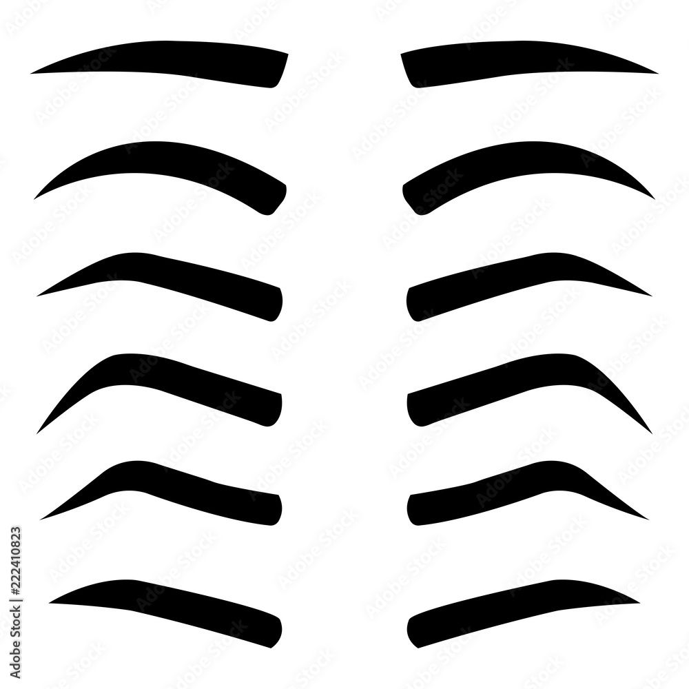 Obraz premium Set of various types eyebrows isolated on white background. Vector illustration