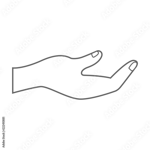 Palm of hand. Outline. Vector.