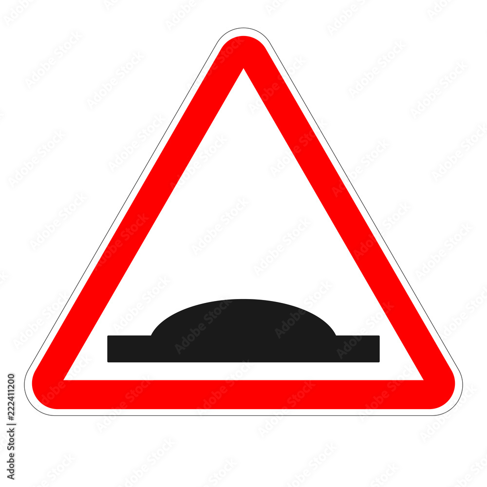 SPEED HUMP sign. Red triangle. Vector. SPEED HUMP sign. Red triangle. Vector.
