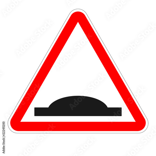 SPEED HUMP sign. Red triangle. Vector.