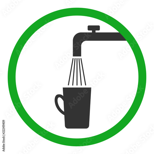 Potable water symbol. Water tap and mug. Vector.
